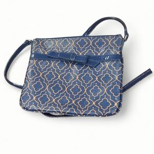 Zoe Sundae Navy Blue & Gold Patterned Crossbody Bag NWOT